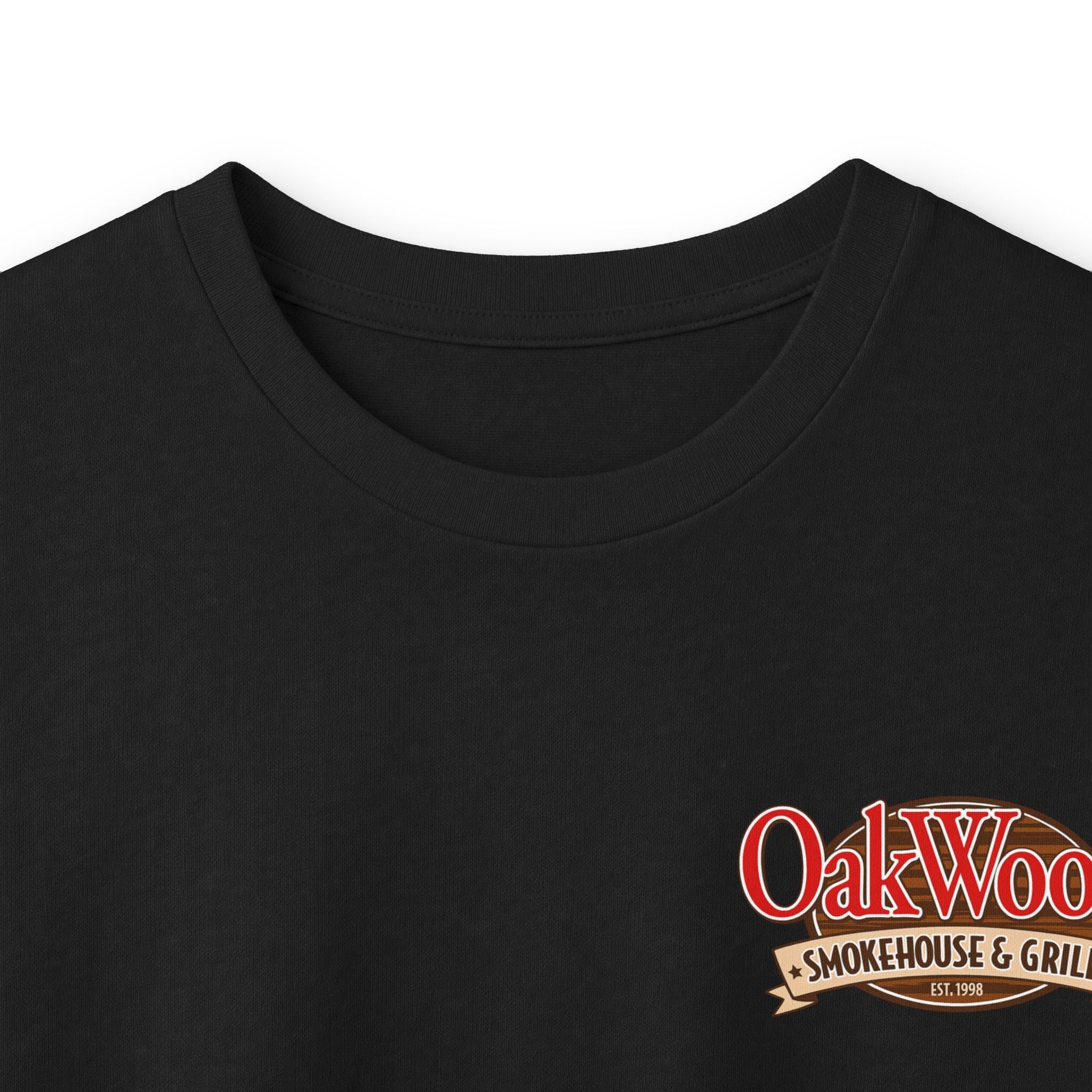 Classic 'Oakwood Smokehouse' Long Sleeve Tee — Rustic Lumberjack Woodpile Design