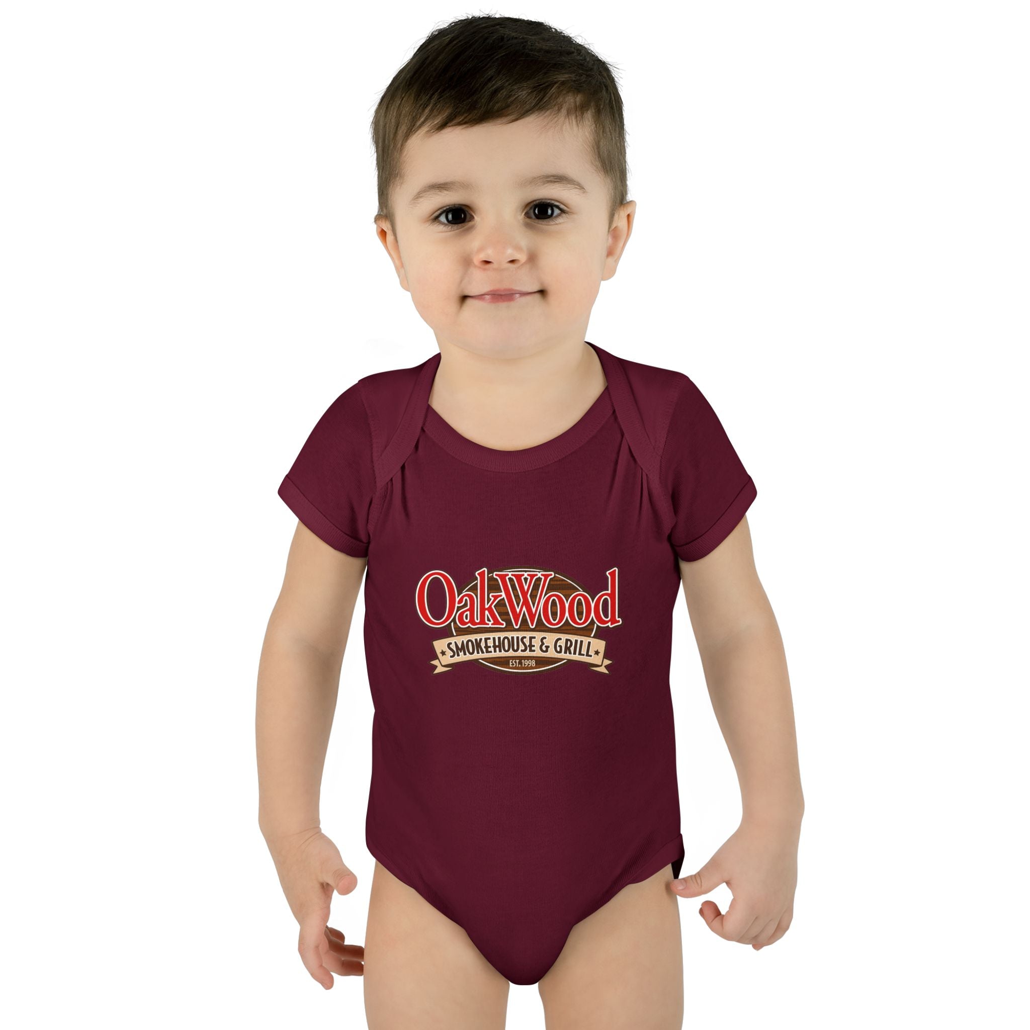 OakWood Smokehouse & Grill Infant Bodysuit - Cute Baby Logo Onesie