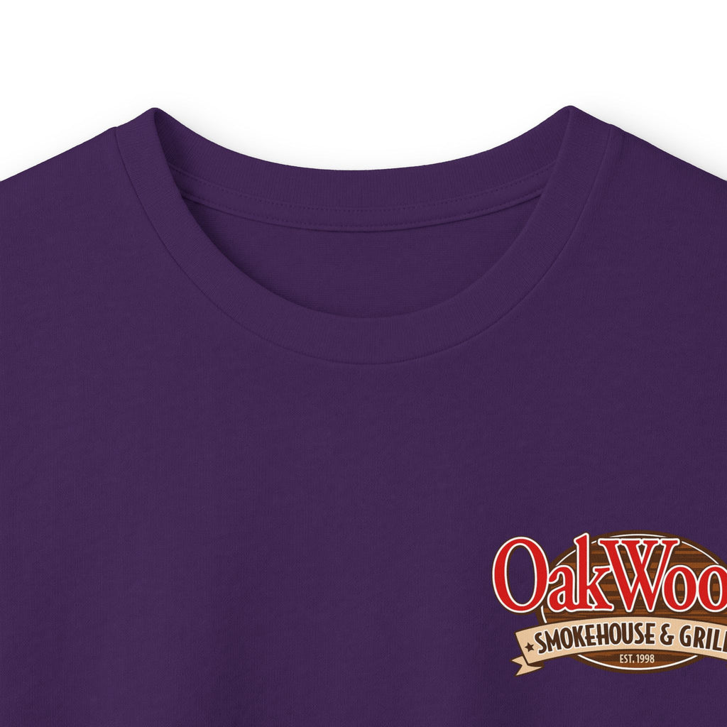 Classic 'Oakwood Smokehouse' Long Sleeve Tee — Rustic Lumberjack Woodpile Design