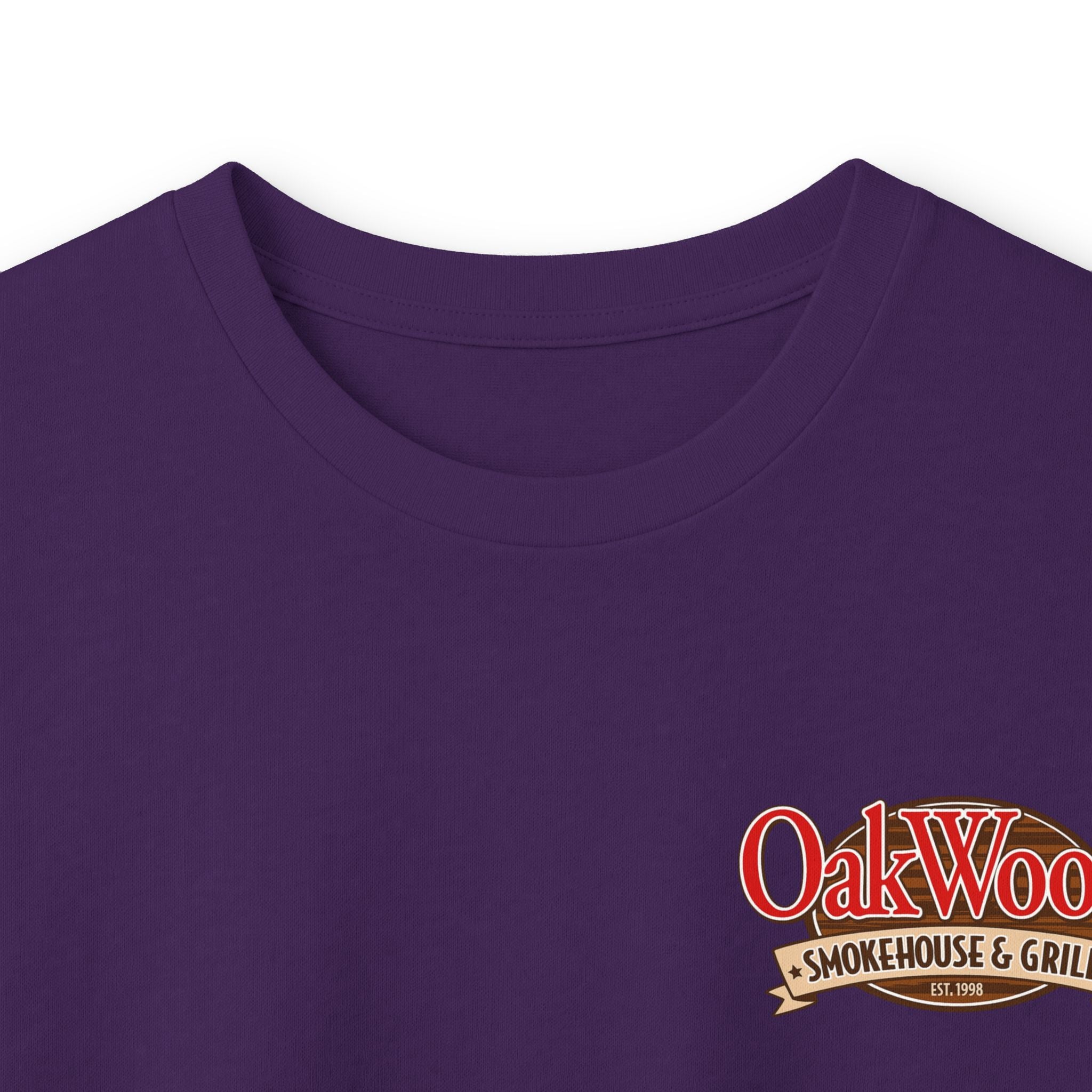 Classic 'Oakwood Smokehouse' Long Sleeve Tee — Rustic Lumberjack Woodpile Design