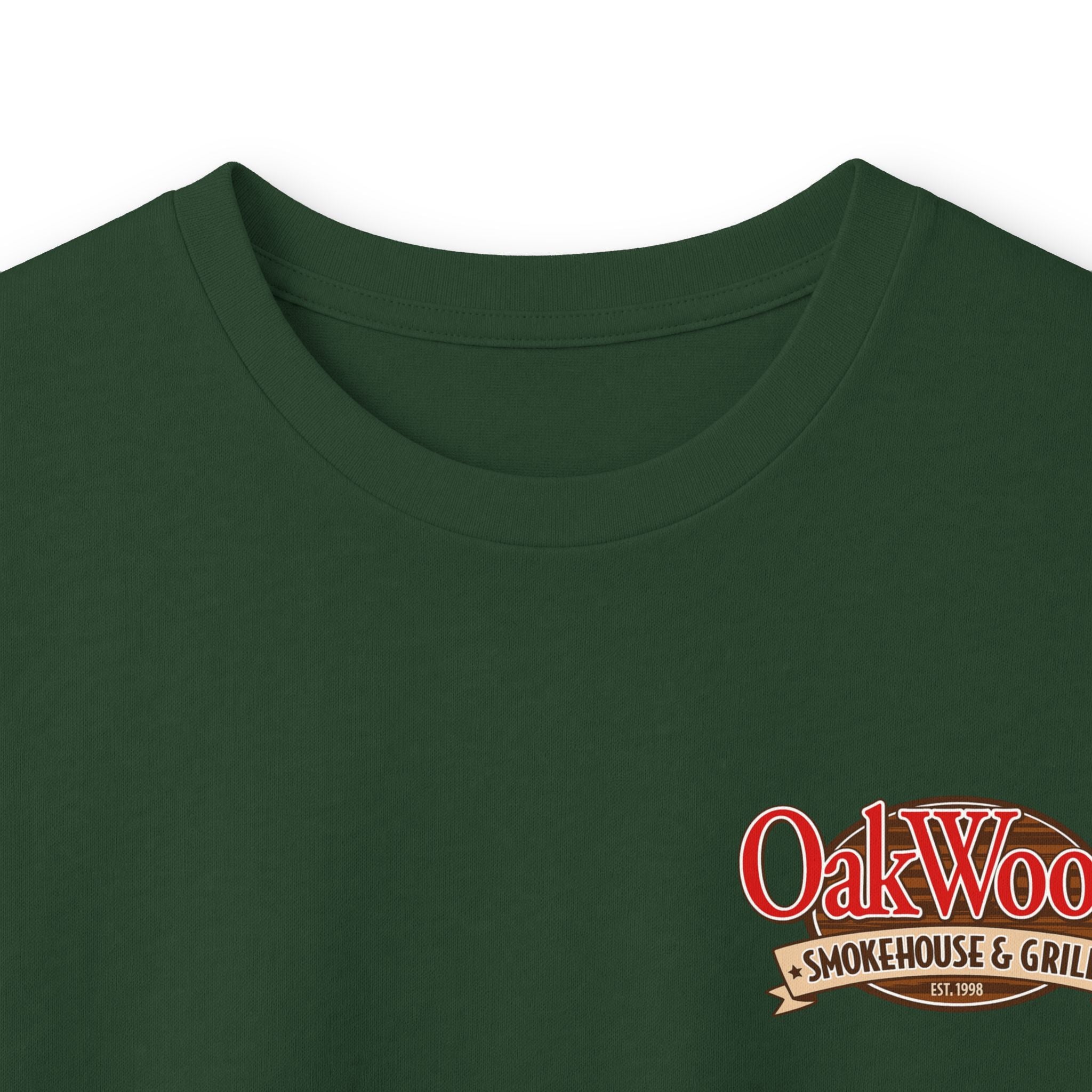 Classic 'Oakwood Smokehouse' Long Sleeve Tee — Rustic Lumberjack Woodpile Design
