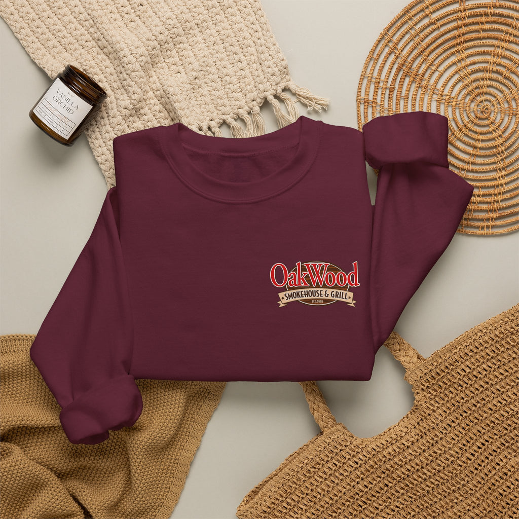 Oakwood Coffee Crewneck Sweatshirt — Vintage Coffee Logo Pullover