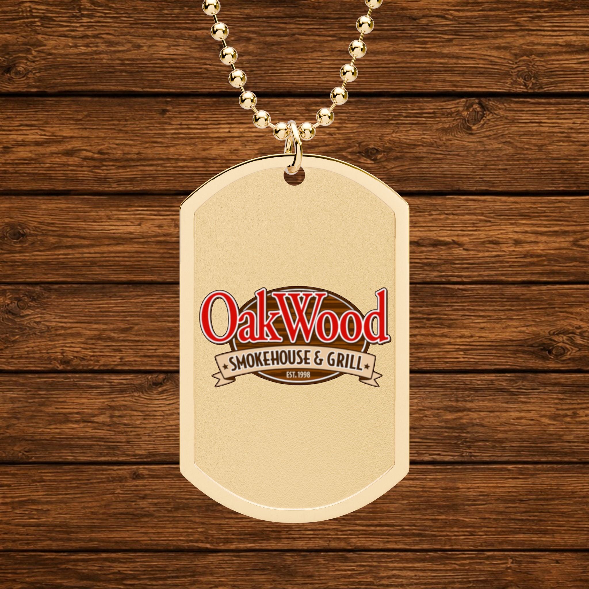 OakWood Smokehouse & Grill Logo Dog Tag Necklace