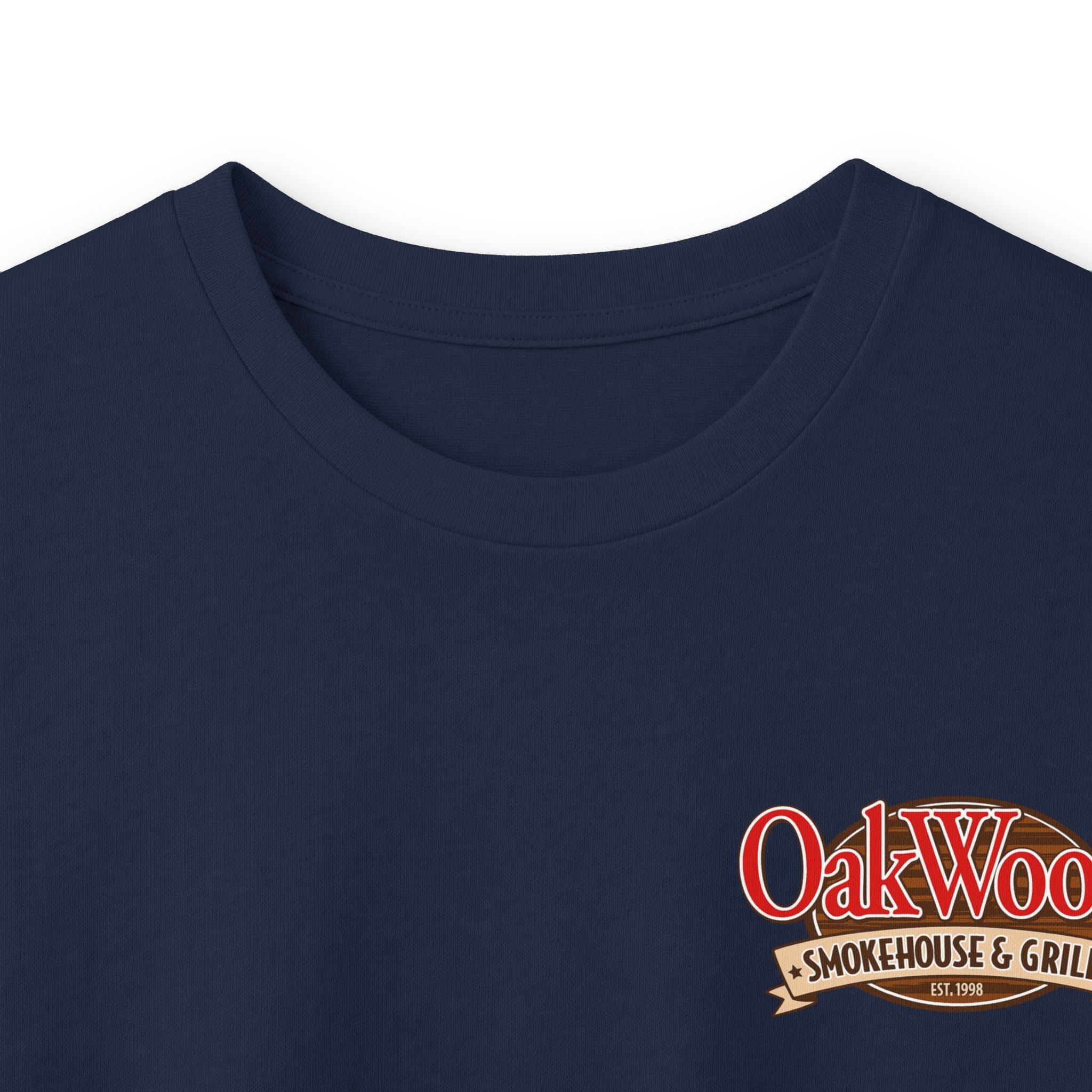 Classic 'Oakwood Smokehouse' Long Sleeve Tee — Rustic Lumberjack Woodpile Design