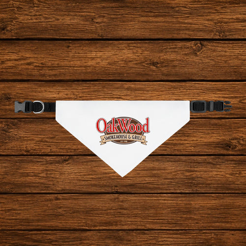 Clip-on Pet Bandana — OakWood Smokehouse & Grill Logo Dog Bandana