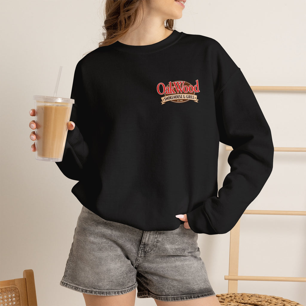 Oakwood Coffee Crewneck Sweatshirt — Vintage Coffee Logo Pullover