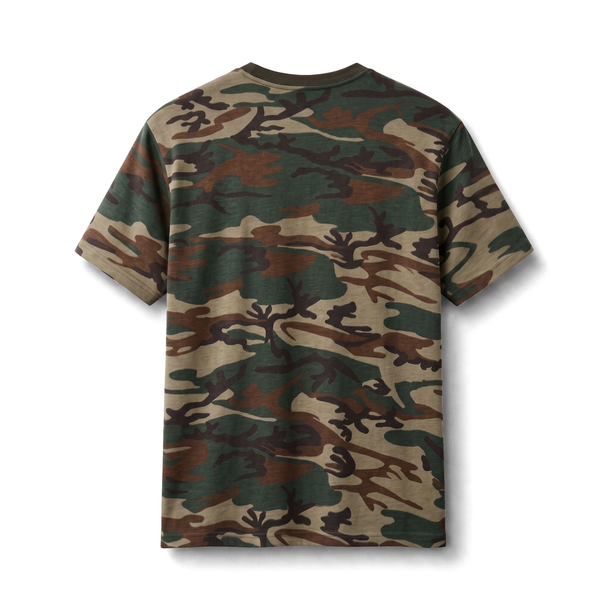 Camo Graphic Tee — 'OakWood' Logo Cotton T-Shirt