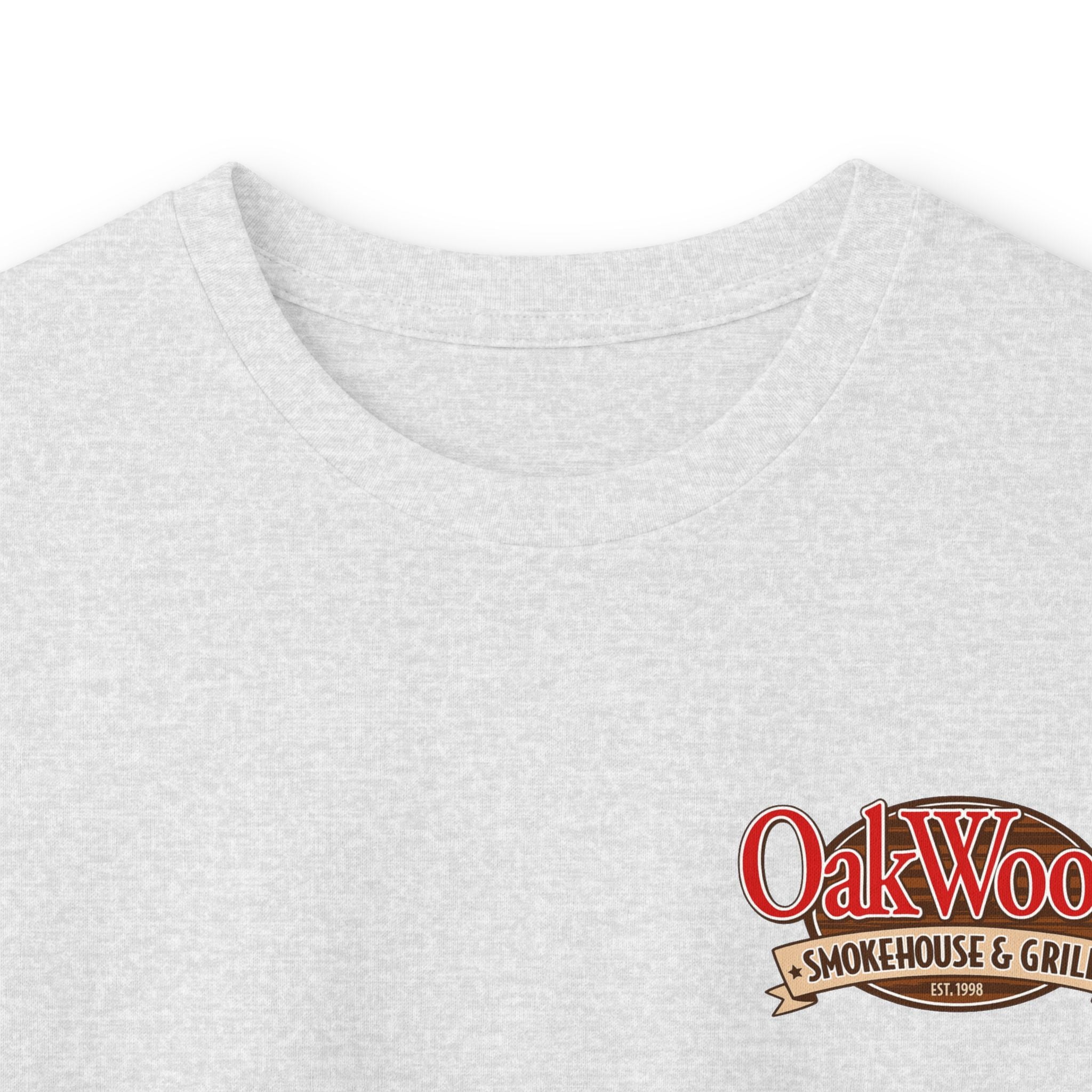 Classic 'Oakwood Smokehouse' Long Sleeve Tee — Rustic Lumberjack Woodpile Design