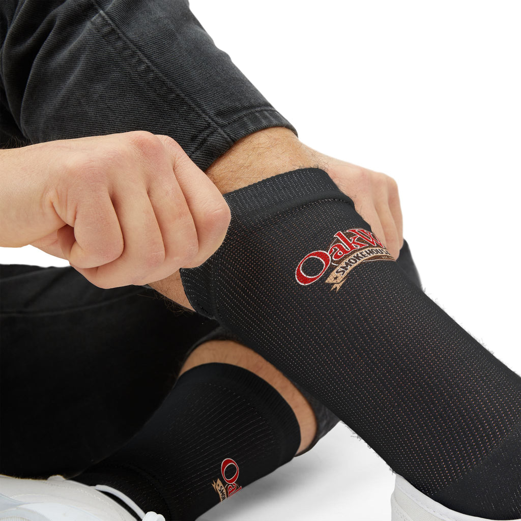 Black Sublimation Crew Socks with Retro 'Porta Vino' Logo — Wine Lover Gift