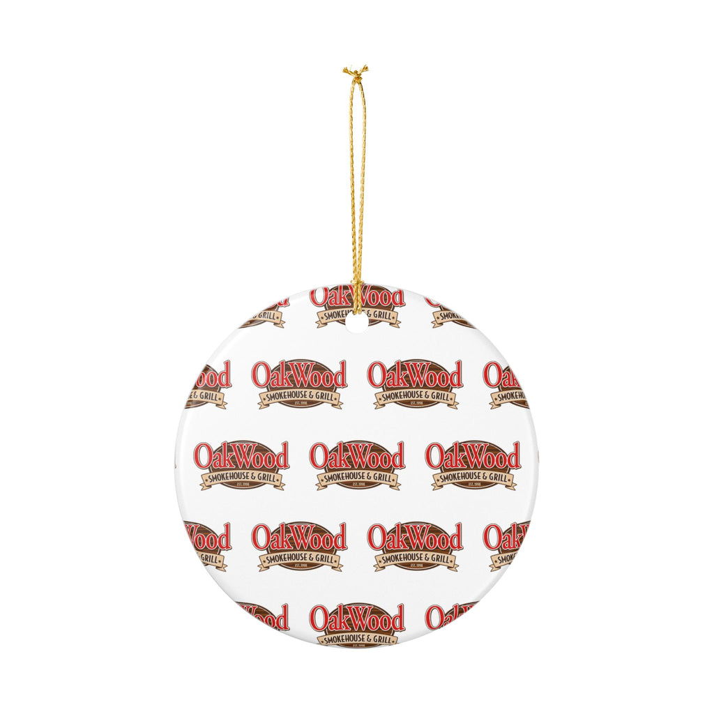 Ceramic Christmas Ornament — OakWood Smokehouse & Grill Logo "Merry Christmas" Keepsake