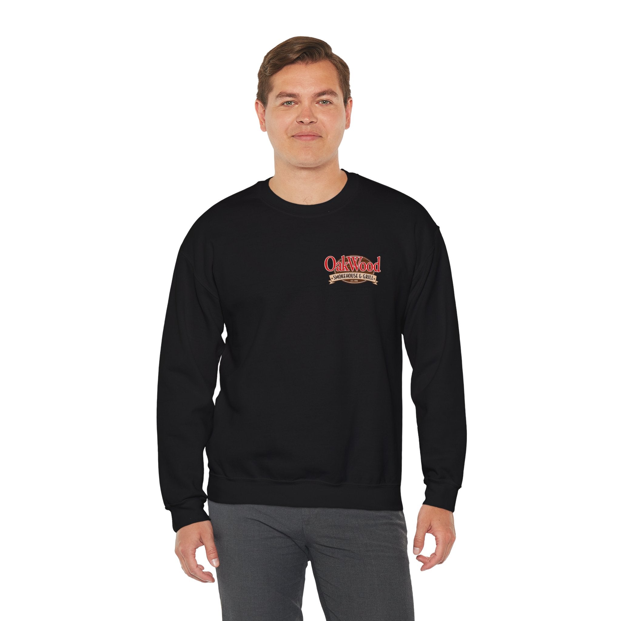 Oakwood Coffee Crewneck Sweatshirt — Vintage Coffee Logo Pullover