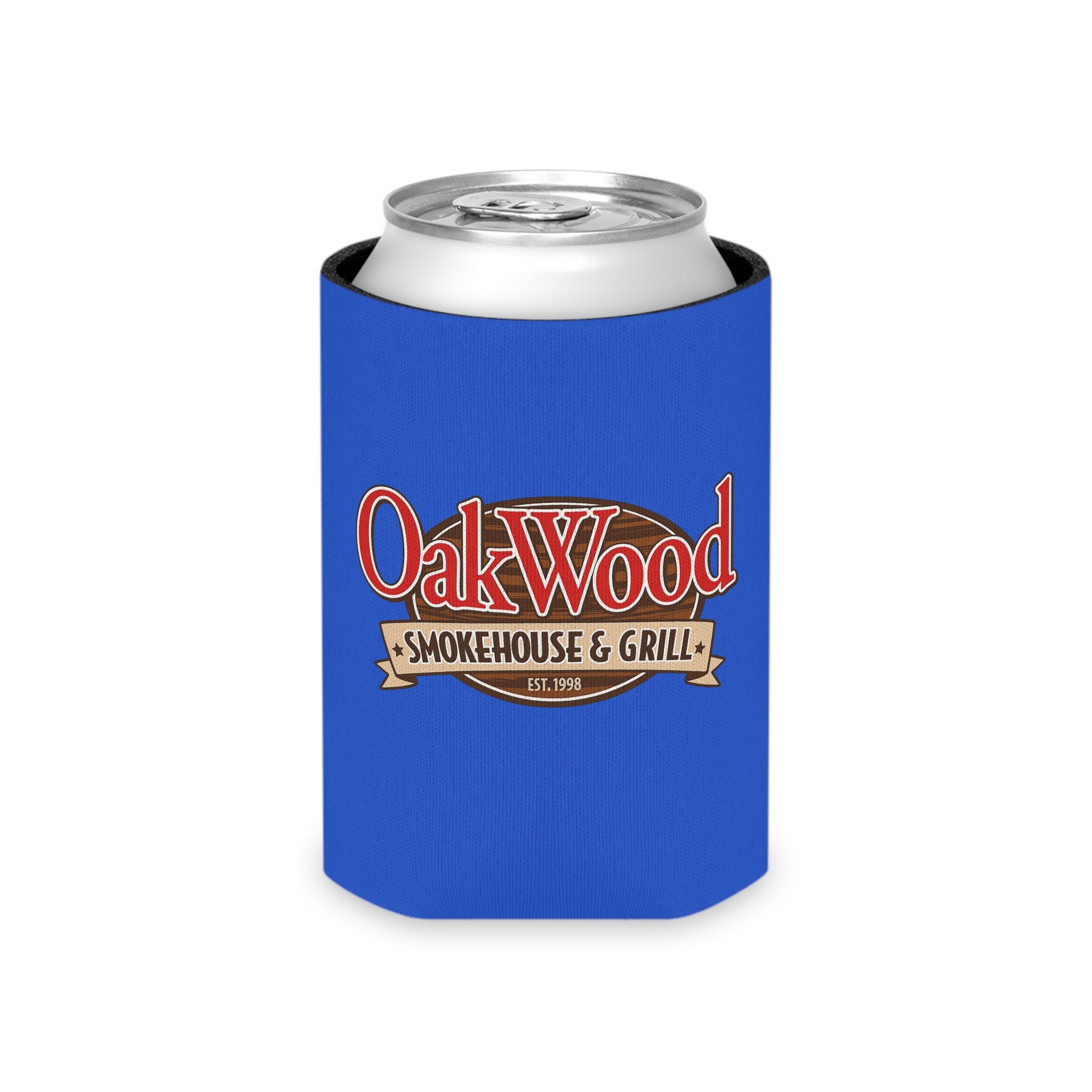 Can Cooler — OakWood Smokehouse & Grill Logo Drink Koozie