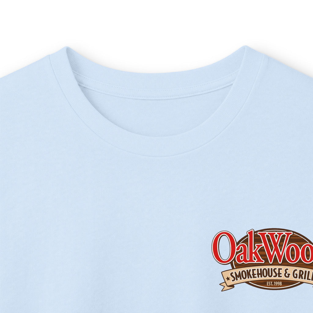 Classic 'Oakwood Smokehouse' Long Sleeve Tee — Rustic Lumberjack Woodpile Design