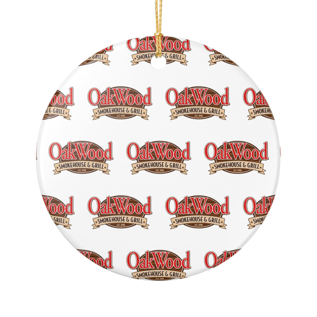 Ceramic Christmas Ornament — OakWood Smokehouse & Grill Logo "Merry Christmas" Keepsake
