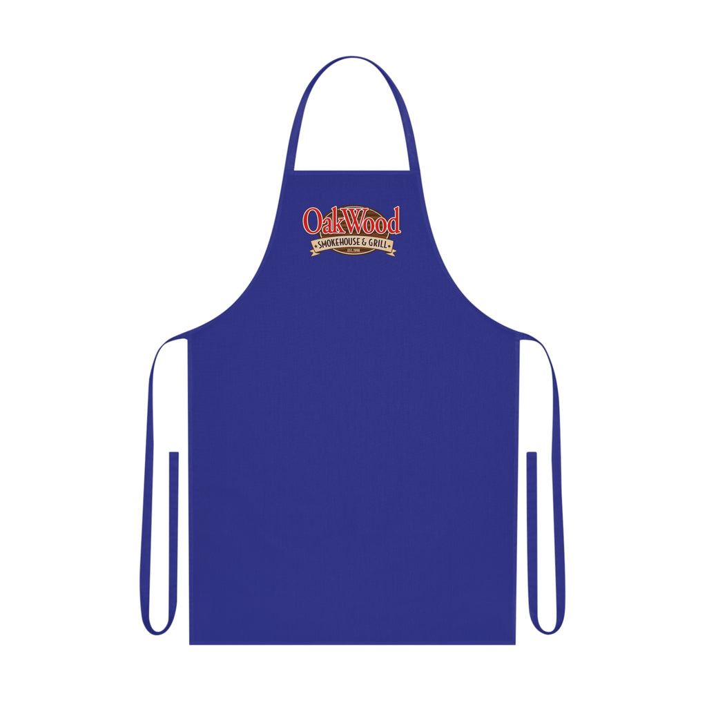Cotton Apron — "OakWood Barbecue & Grill" Logo Cooking Apron, Black Chef Apron for BBQ, Grillmasters & Home Cooks