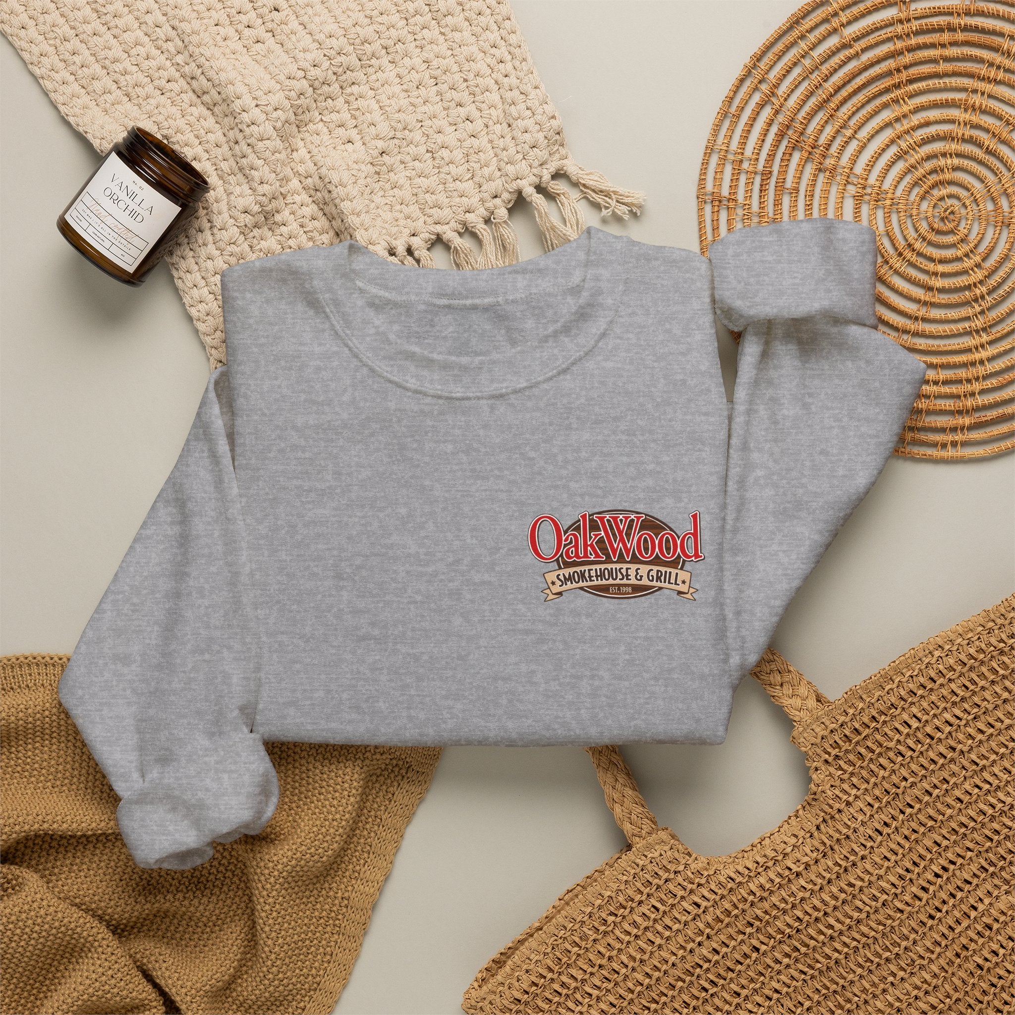 Oakwood Coffee Crewneck Sweatshirt — Vintage Coffee Logo Pullover