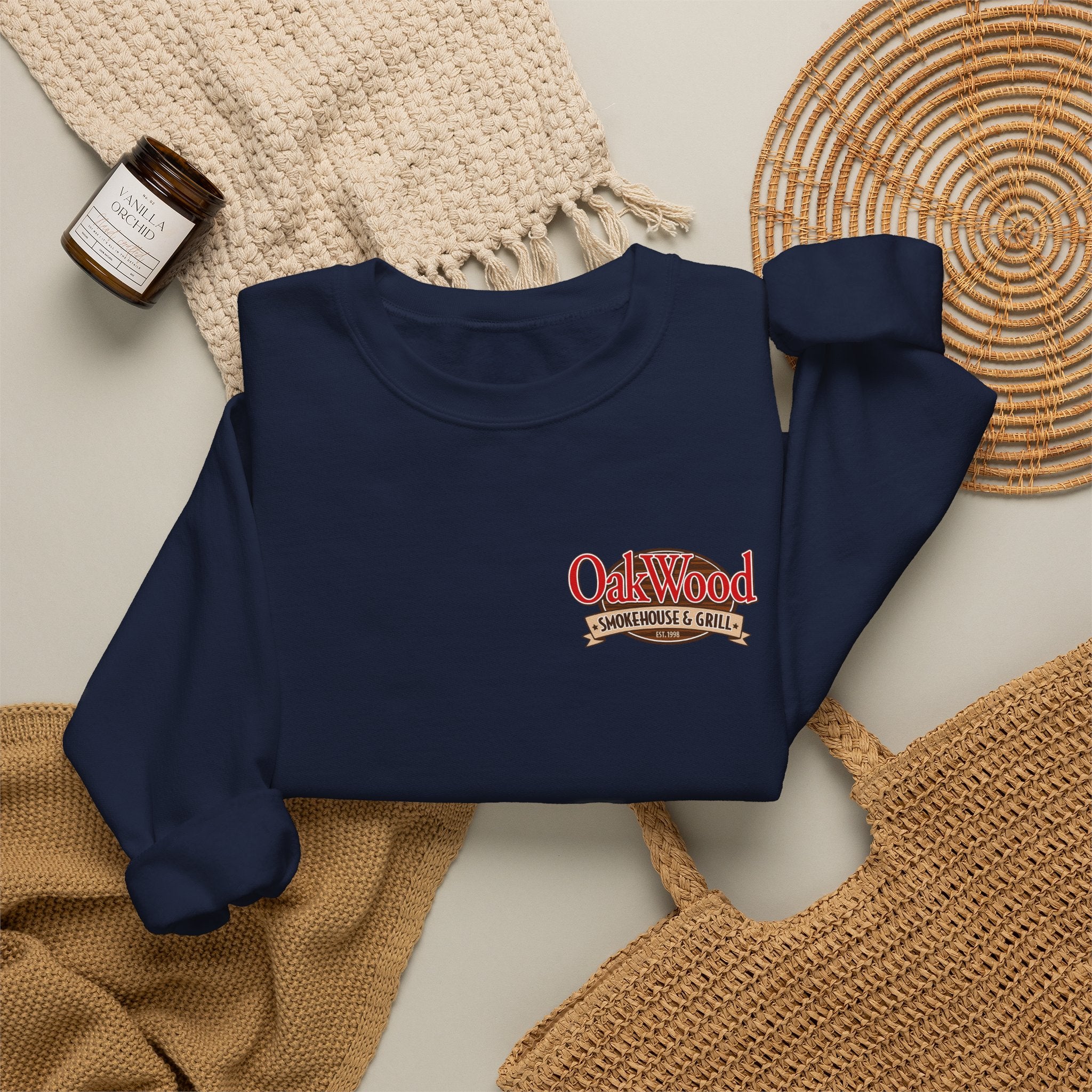 Oakwood Coffee Crewneck Sweatshirt — Vintage Coffee Logo Pullover