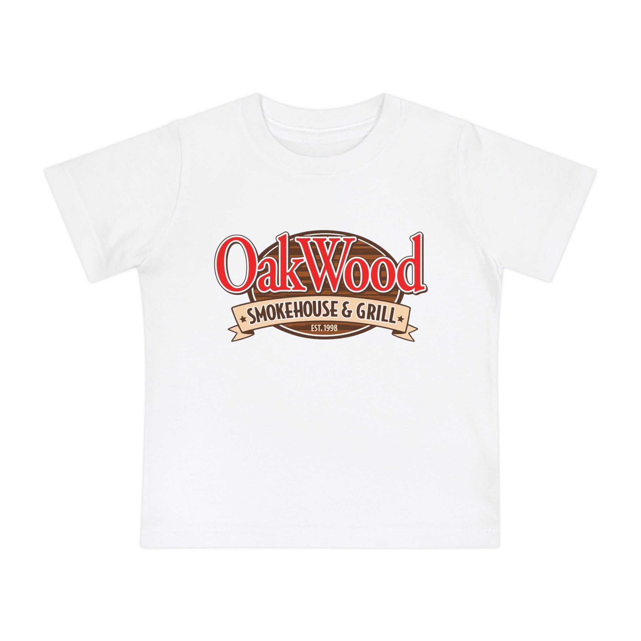 OakWood Smokehouse & Grill Baby T-Shirt — Retro BBQ Logo Infant Tee