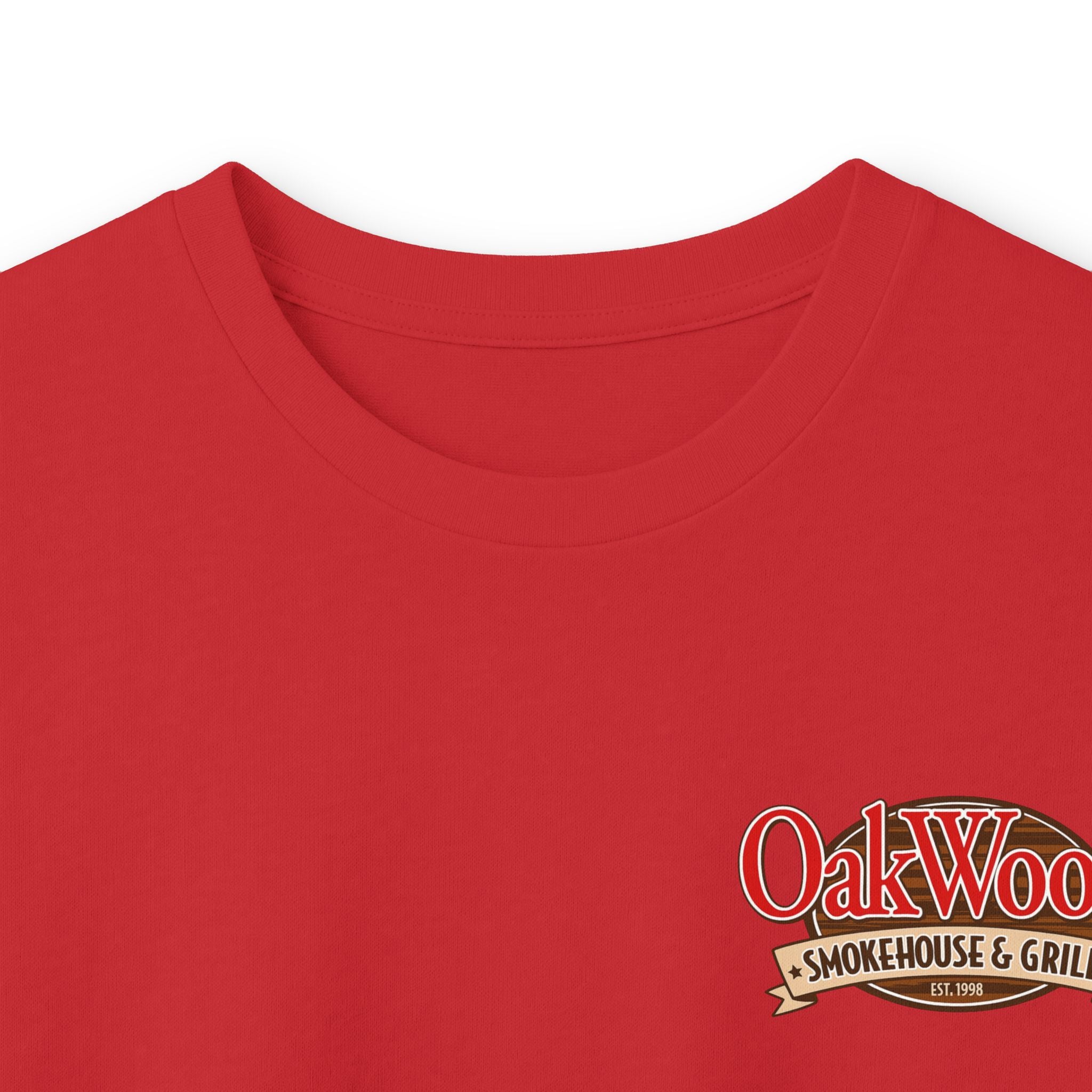 Classic 'Oakwood Smokehouse' Long Sleeve Tee — Rustic Lumberjack Woodpile Design