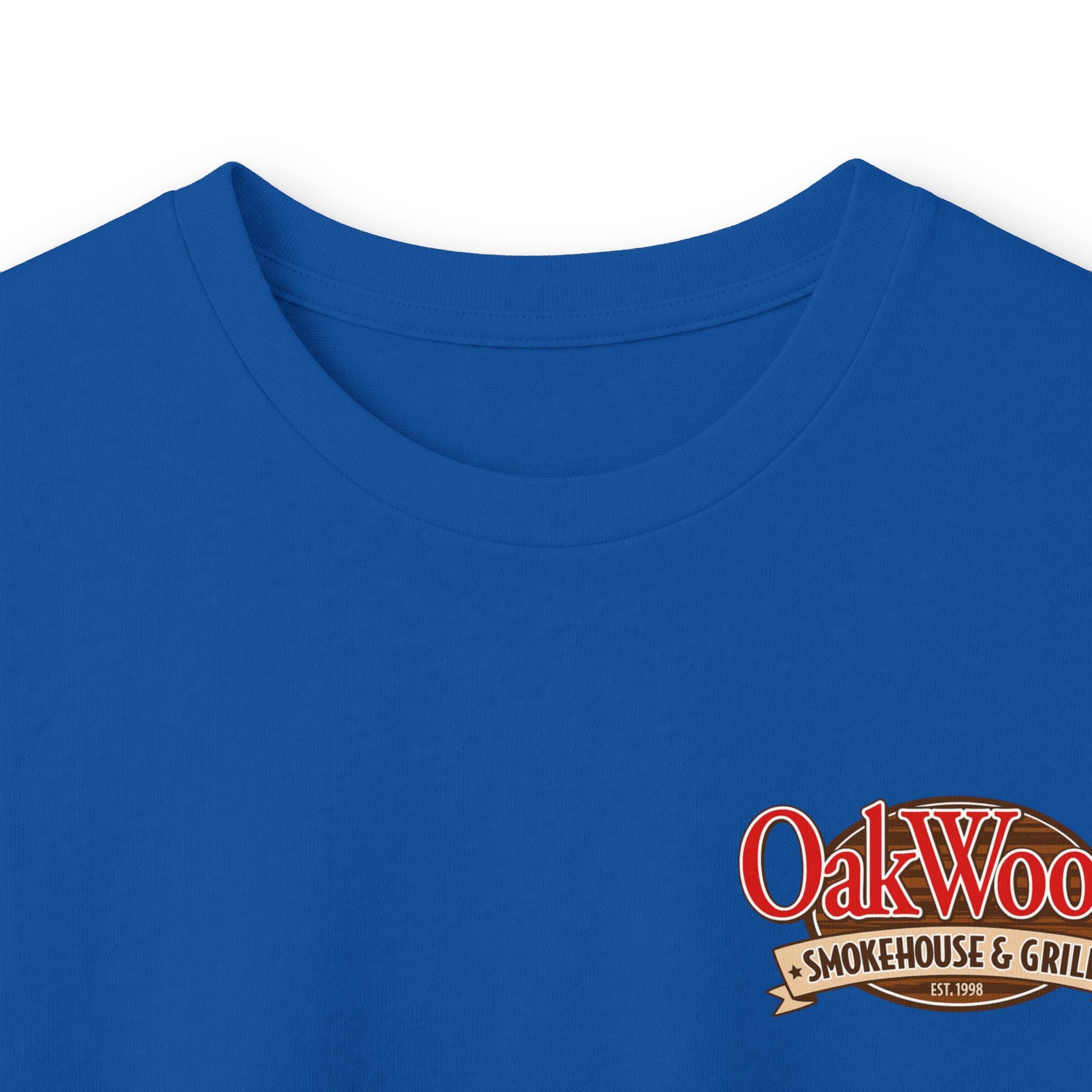 Classic 'Oakwood Smokehouse' Long Sleeve Tee — Rustic Lumberjack Woodpile Design