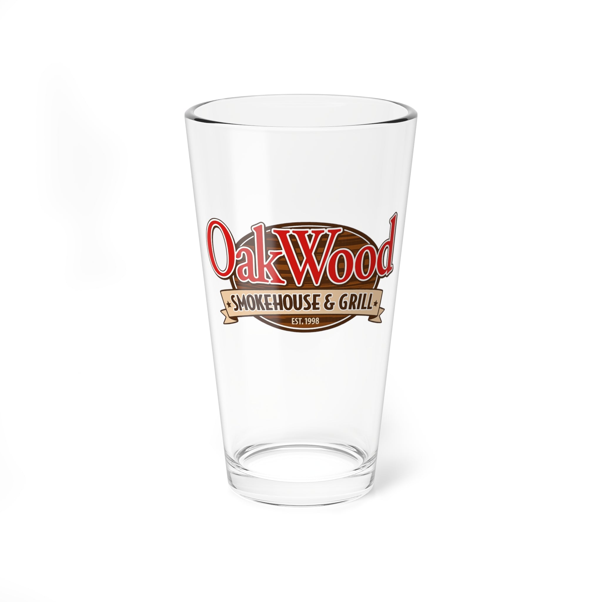 OakWood Smokehouse & Grill 16oz Mixing Glass - Branded Bar Pint