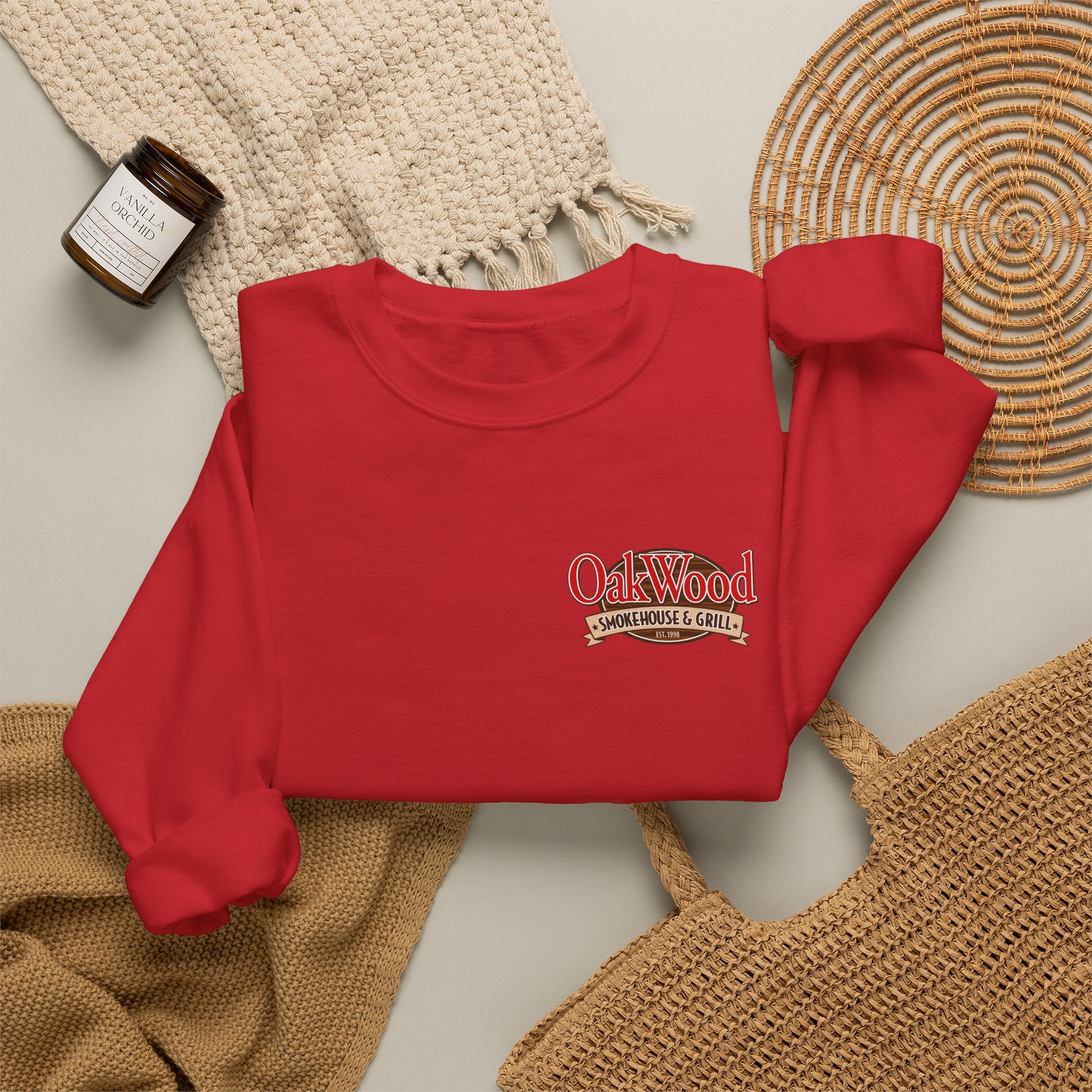 Oakwood Coffee Crewneck Sweatshirt — Vintage Coffee Logo Pullover