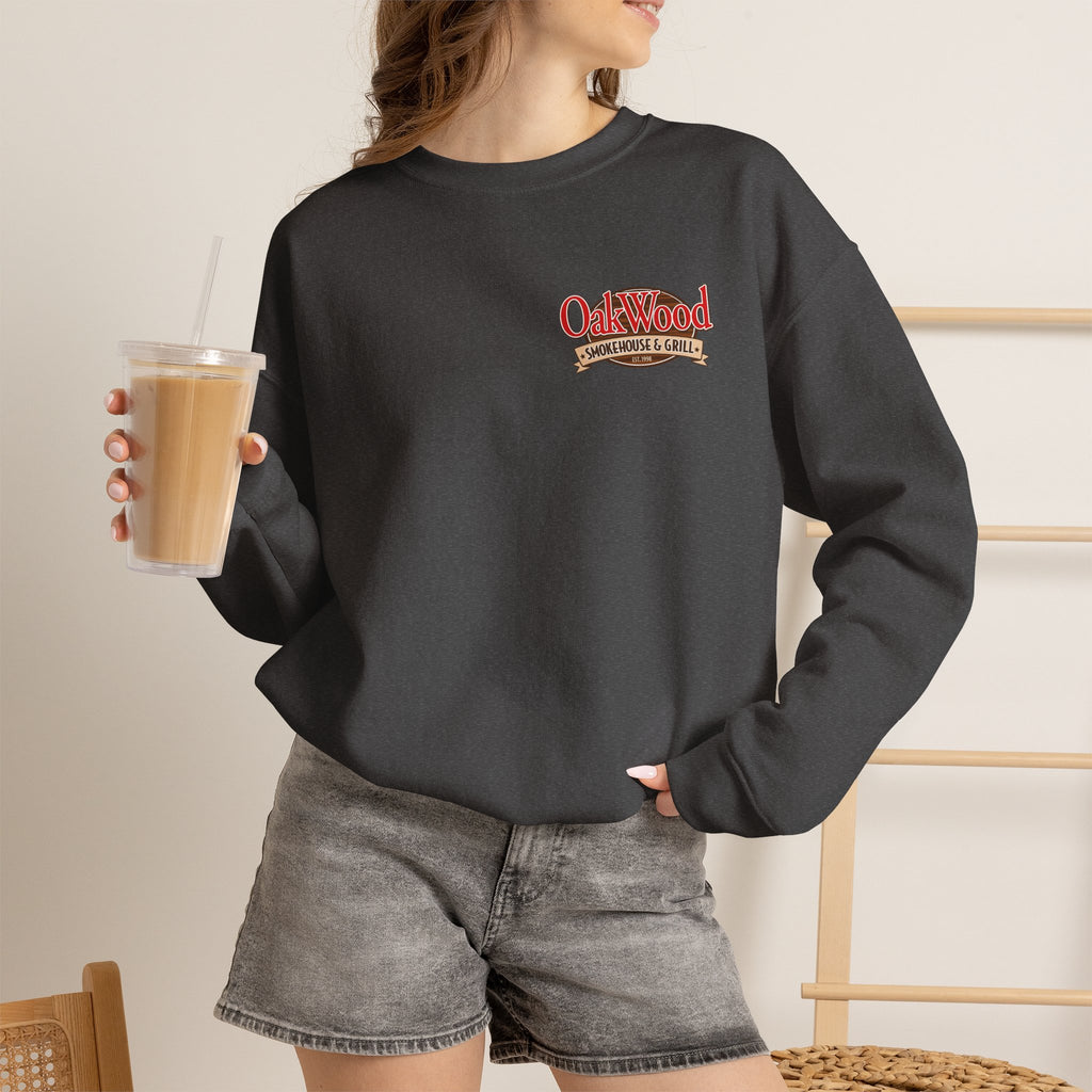 Oakwood Coffee Crewneck Sweatshirt — Vintage Coffee Logo Pullover
