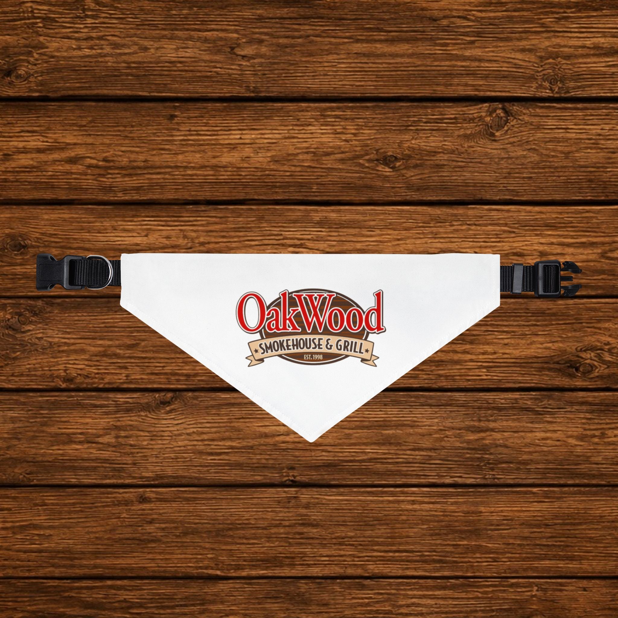 Clip-on Pet Bandana — OakWood Smokehouse & Grill Logo Dog Bandana